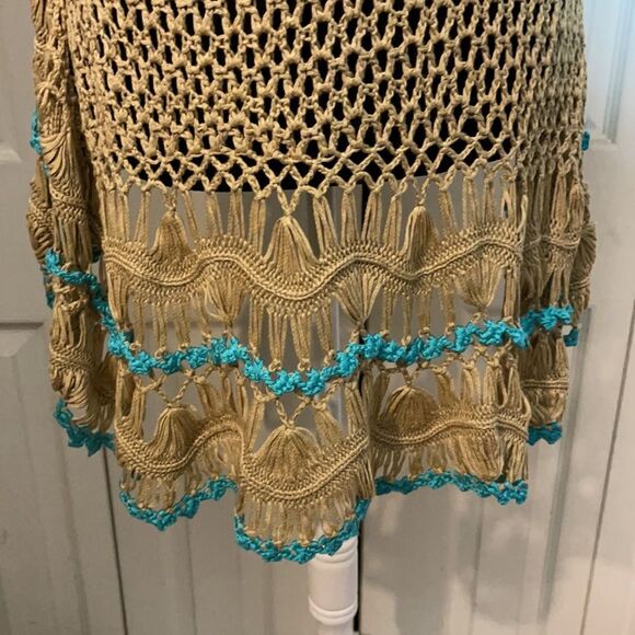 Umgee Crocheted Sleeveless Tunic Top/Pullover Vest Asymmetrical Hemline Boho S/M - Picture 13 of 16